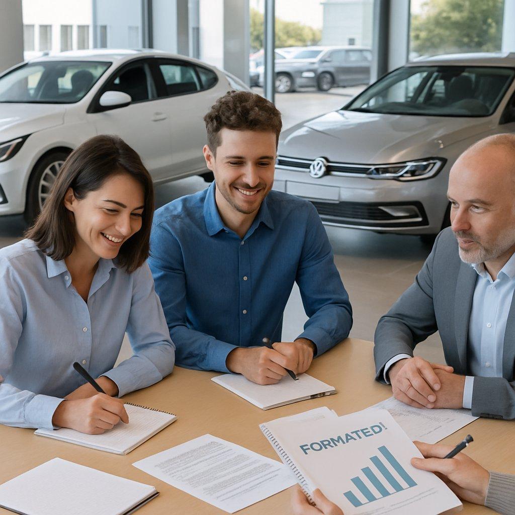 Collaborateurs en formation autour d’une car policy, avec supports pédagogiques et véhicules de fonction modernes en arrière-plan.