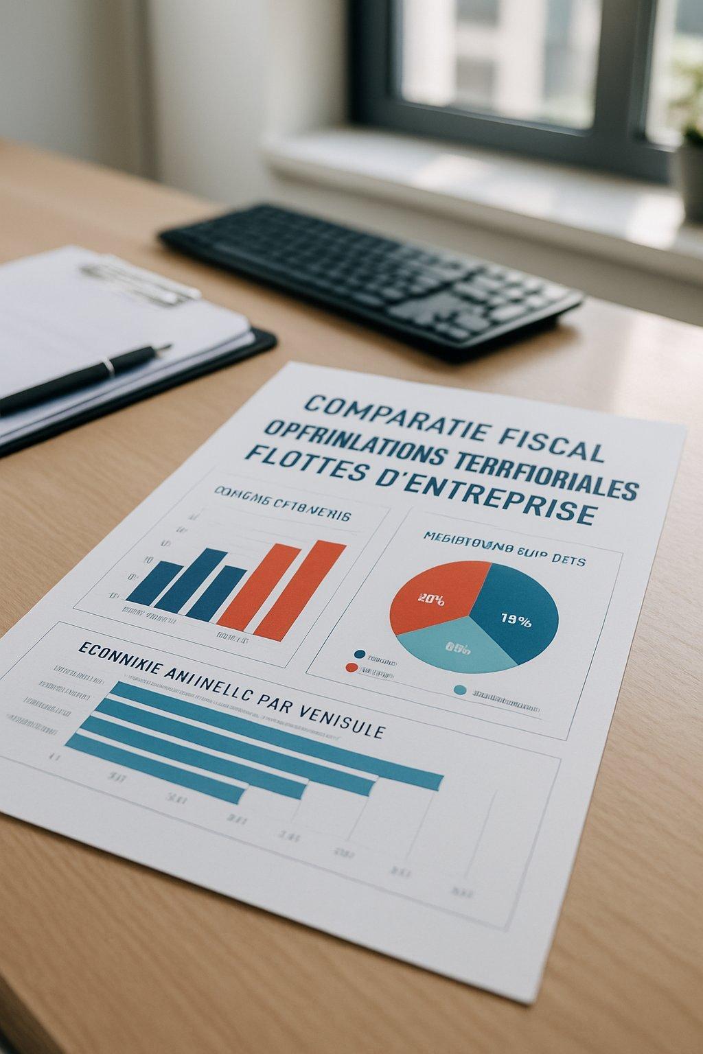 Tableau moderne et épuré illustrant le comparatif fiscal et optimisations territoriales pour les flottes d’entreprise.